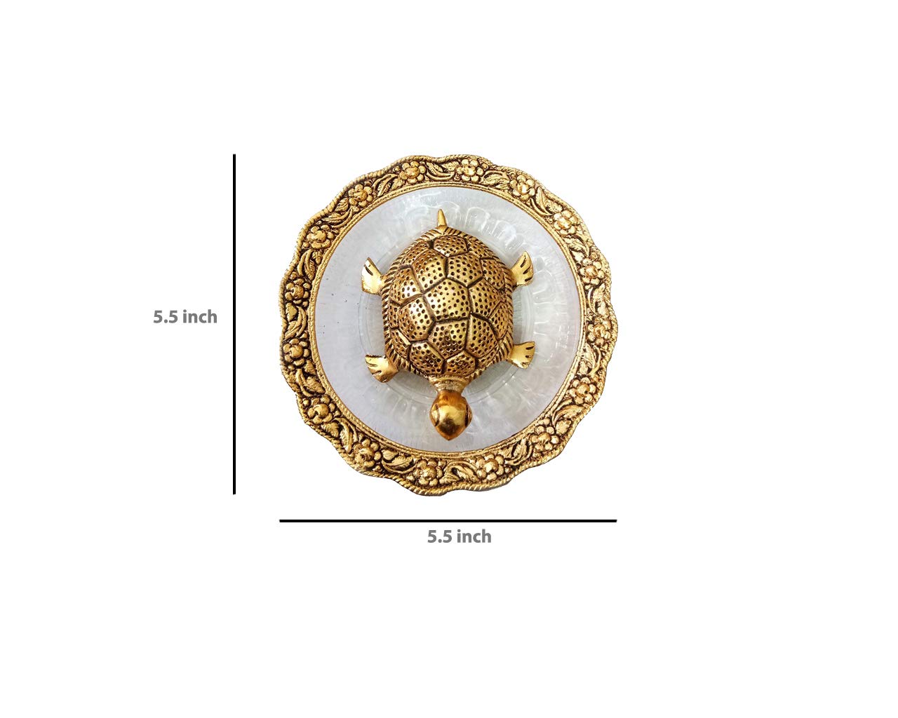 Collectible Metal Feng Shui Tortoise On Plate Showpiece for Good Luck