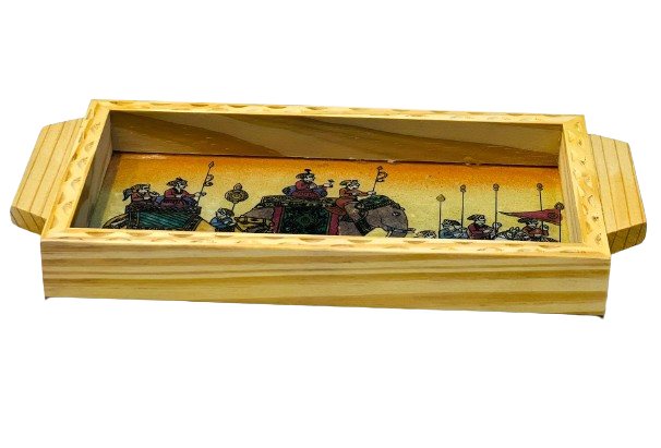 Handmade Ethnic Gemstone Painted Pretty Wooden Serving Tray (4x8)