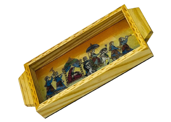 Handmade Ethnic Gemstone Painted Pretty Wooden Serving Tray (4x8)