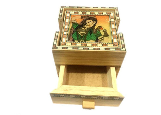 Indian Handmade Wooden Tea Coaster With Box For Home Decor And Gift