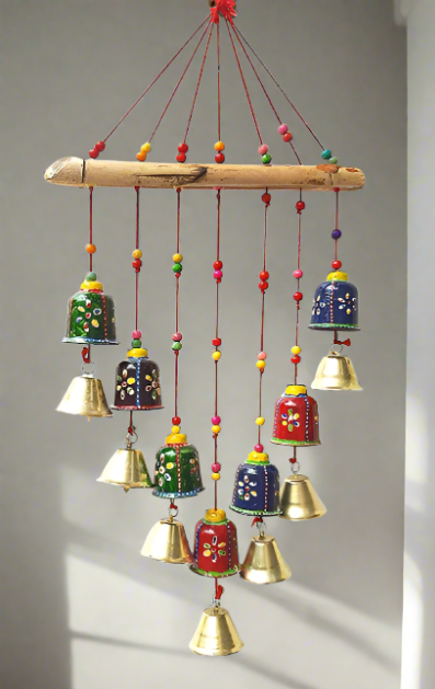 Indian Handmade Rajasthani Colored Bells Wall/Door Hanging For Decor And Gift