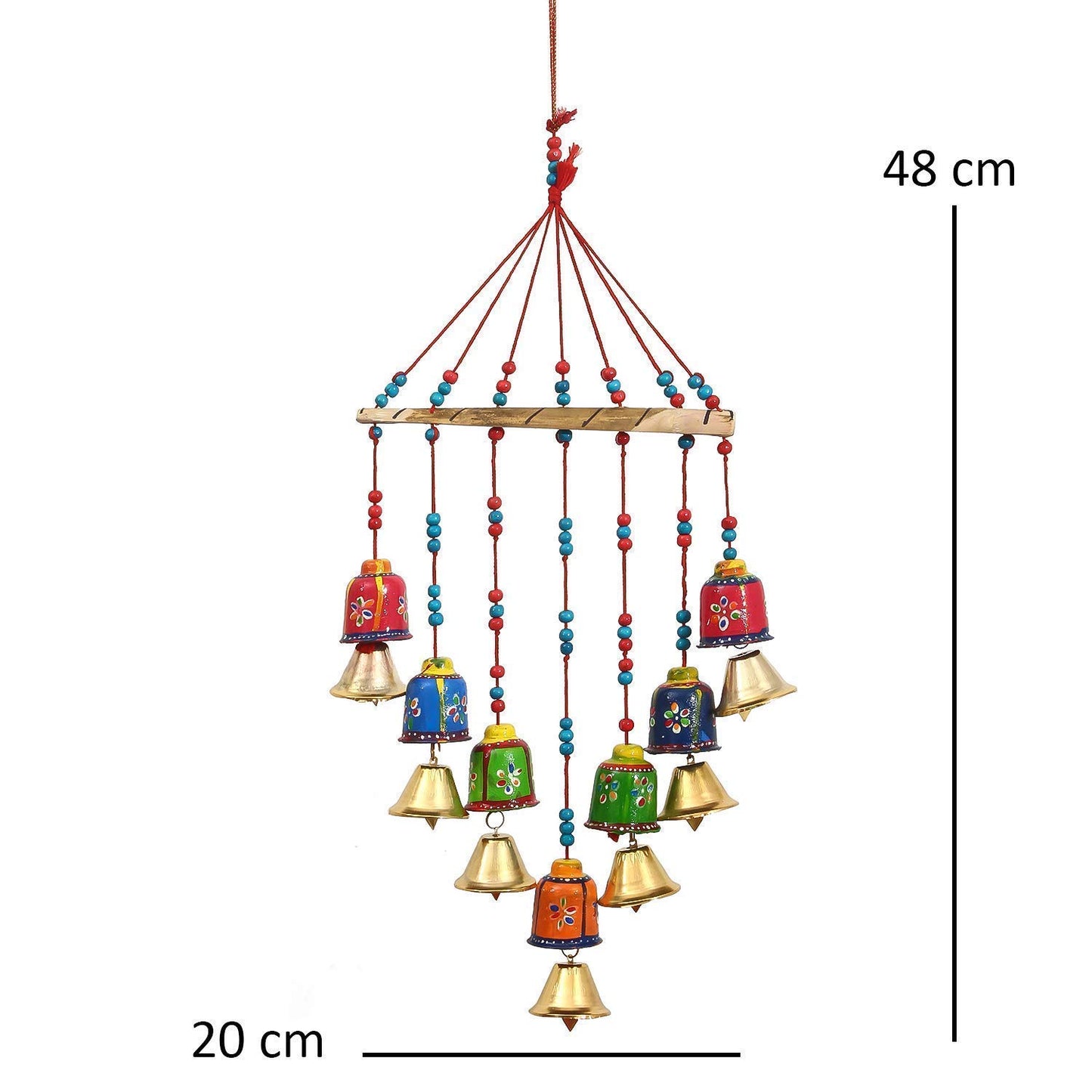 Indian Handmade Rajasthani Colored Bells Wall/Door Hanging For Decor And Gift