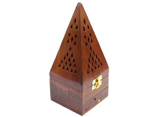 Indian Handmade Rosewood Pyramid Shape Incense Holder
